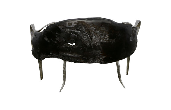 Phillips Collection Graven Live Edge Bench In Black - Unique Reclaimed Teak With Sculptural Stainless Steel Legs Brown,Black Wood ,Teak Id112788