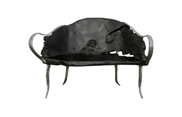 Phillips Collection Graven Live Edge Bench In Black - Unique Reclaimed Teak With Sculptural Stainless Steel Legs Brown,Black Wood ,Teak Id112788