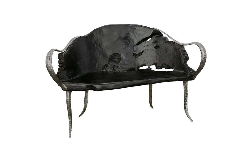 Phillips Collection Graven Live Edge Bench In Black - Unique Reclaimed Teak With Sculptural Stainless Steel Legs Brown,Black Wood ,Teak Id112788