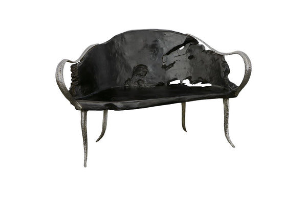 Phillips Collection Graven Live Edge Bench In Black - Unique Reclaimed Teak With Sculptural Stainless Steel Legs Brown,Black Wood ,Teak Id112788