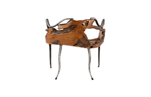 Phillips Collection Graven Live Edge Chair - Handcrafted Reclaimed Teak with Sculpted Stainless Steel Legs for Modern Elegance ID112790