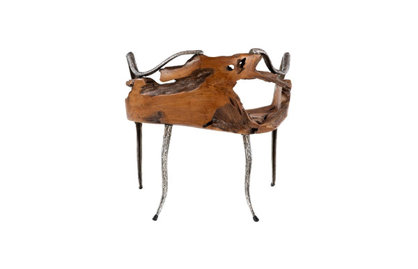Phillips Collection Graven Live Edge Chair - Handcrafted Reclaimed Teak with Sculpted Stainless Steel Legs for Modern Elegance ID112790