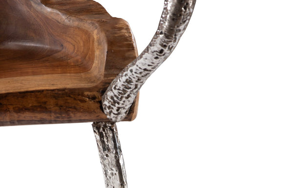 Phillips Collection Graven Live Edge Chair - Handcrafted Reclaimed Teak with Sculpted Stainless Steel Legs for Modern Elegance ID112790