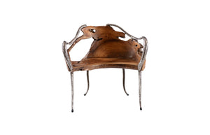 Phillips Collection Graven Live Edge Chair - Handcrafted Reclaimed Teak with Sculpted Stainless Steel Legs for Modern Elegance ID112790