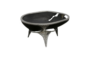 Phillips Collection Graven Table Top Bowl - Unique Black Teak Wood & Sculptural Stainless Steel Legs For Bold Decor Black,Silver Wood ,Teak Id112791