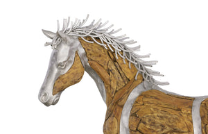 Phillips Collection Mustang Horse Woodland Sculpture - Stunning Handcrafted Art By Award-winning Artist Timbul Raharjo Silver,Brown Metal,Wood Id113404