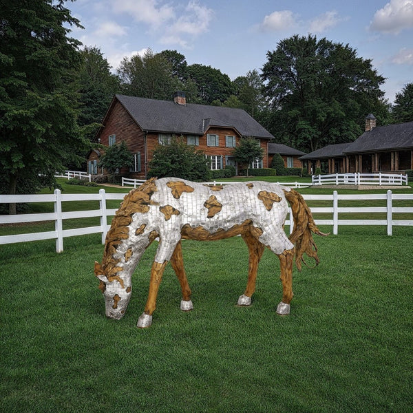 Phillips Collection Mustang Horse Armored Sculpture by Timbul Raharjo - Stunning Artistry for Home or Office Décor Grazing ID113409