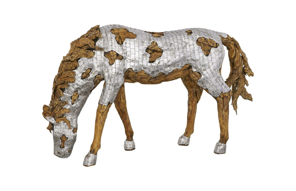 Phillips Collection Mustang Horse Armored Sculpture by Timbul Raharjo - Stunning Artistry for Home or Office Décor Grazing ID113409