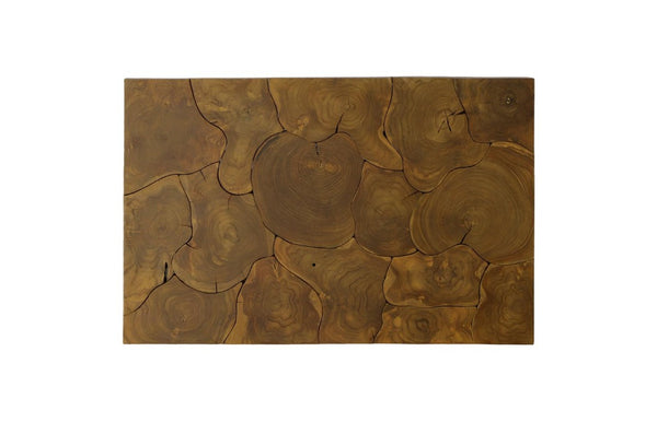 Phillips Collection Teak Mosaic Reclaimed Wood Coffee Table with Stainless Steel Legs for Modern Living ID113631