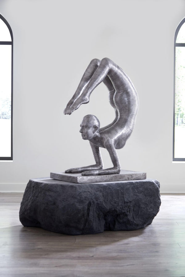 Phillips Collection Handstand Gymnast Cast Aluminum Figurative Sculpture with Striated Texture for Bold Decor ID113920
