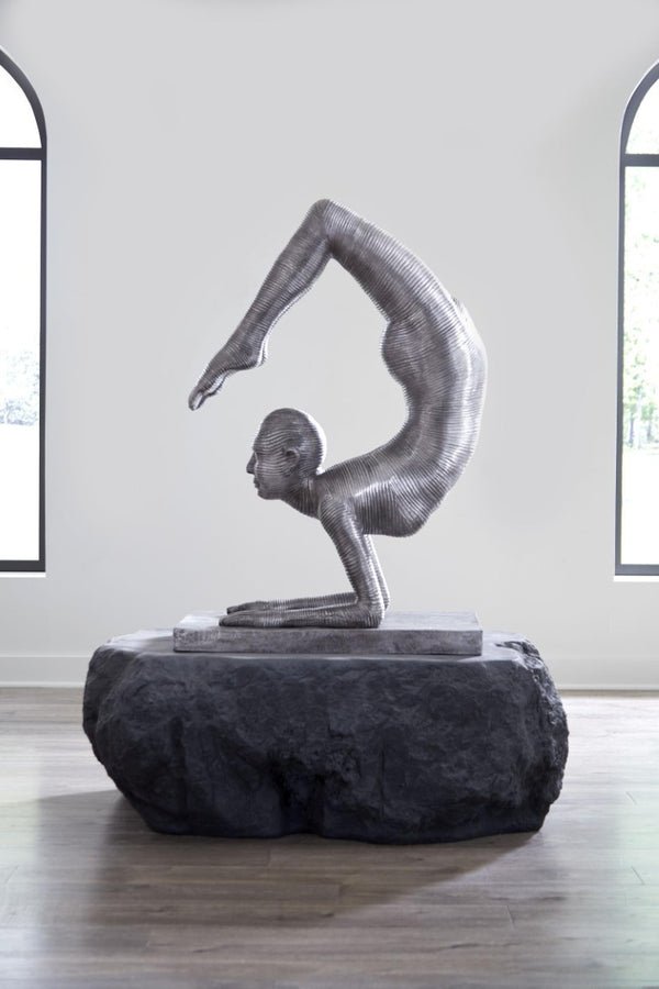 Phillips Collection Handstand Gymnast Cast Aluminum Figurative Sculpture with Striated Texture for Bold Decor ID113920