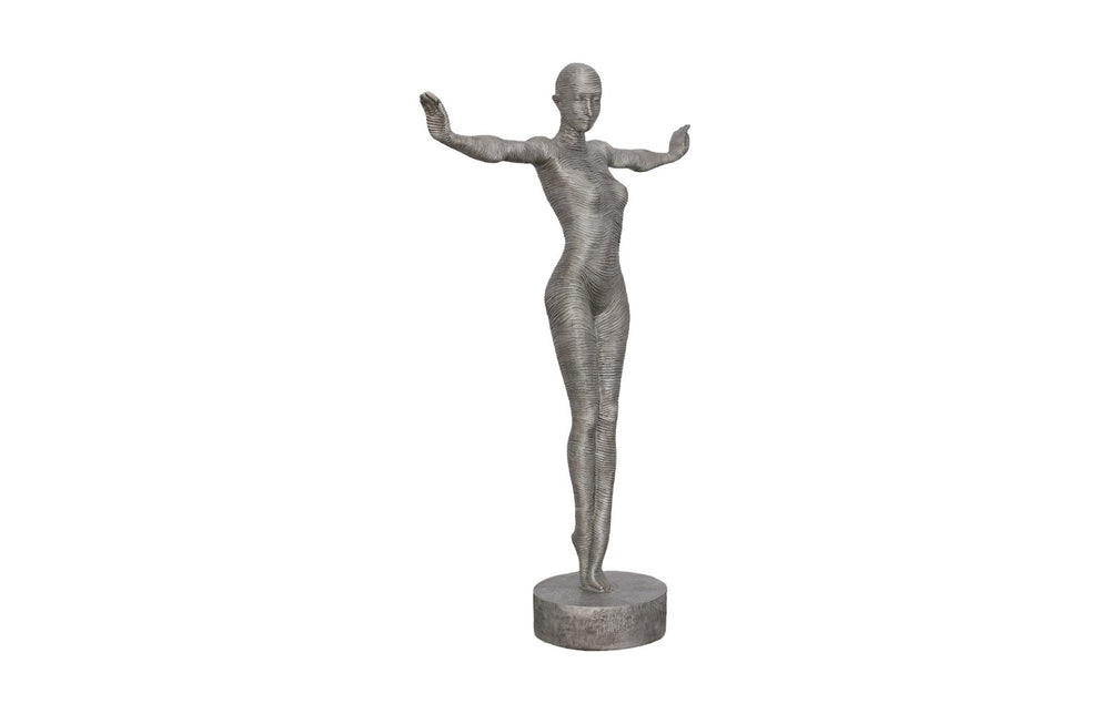 Phillips Collection Outstretched Arms Standing Sculpture - Modern Aluminum Art With Textured Vintage Patina Design Silver Metal ,Aluminum Id113922