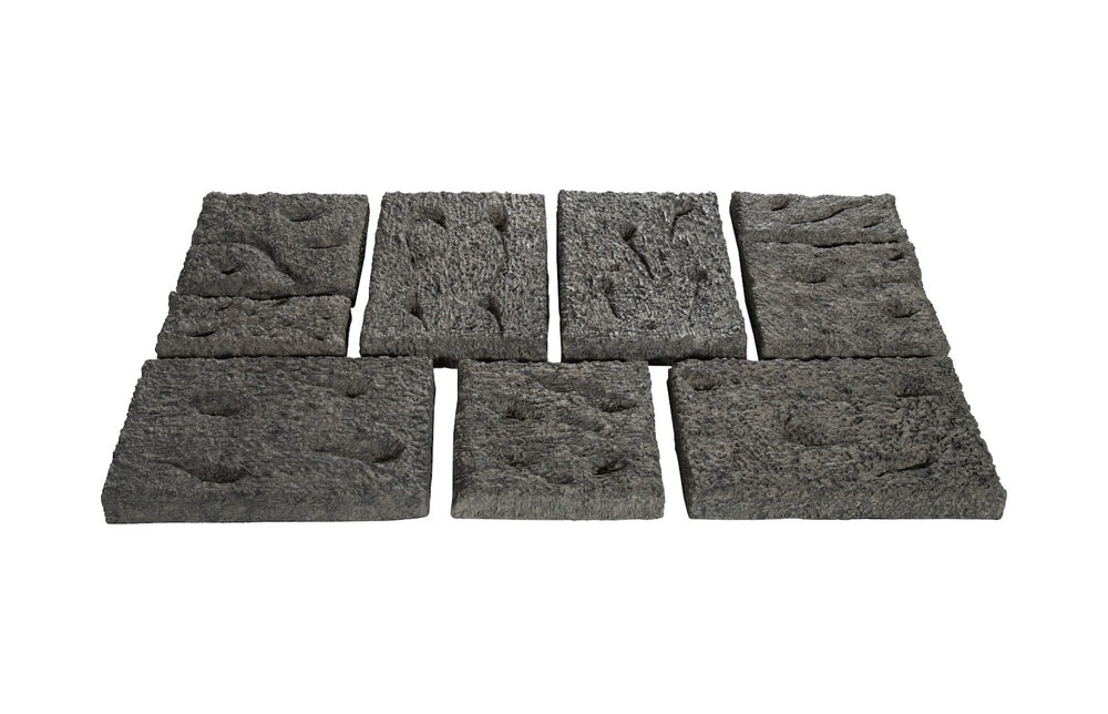 Phillips Collection Etched Rock Puzzle Wall Tiles Set Of 9 – Unique Natural Stone Decor For Endless Design Possibilities Gray Resin Id114681