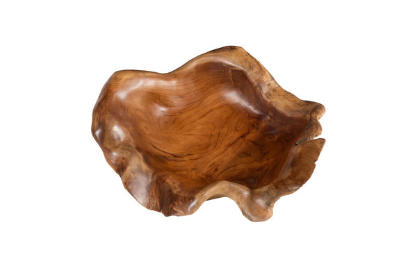 Phillips Collection Carving Bowl - Hand-crafted Teak Root Design For Elegant Tabletop Decor And Unique Style Brown Wood Id114853