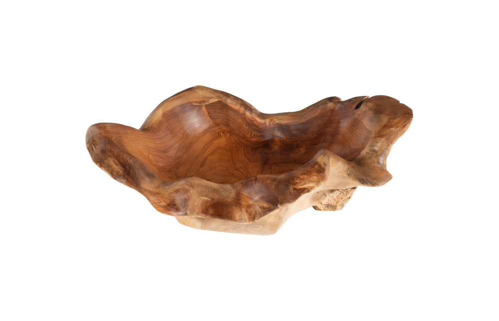 Phillips Collection Carving Bowl - Hand-crafted Teak Root Design For Elegant Tabletop Decor And Unique Style Brown Wood Id114853