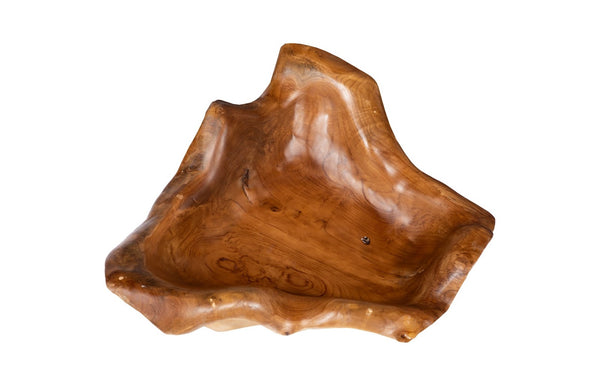 Phillips Collection Carving Bowl - Hand-crafted Teak Root Design For Elegant Tabletop Decor And Unique Style Brown Wood Id114854