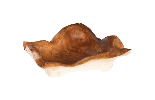 Phillips Collection Carving Bowl - Hand-crafted Teak Root Design For Elegant Tabletop Decor And Unique Style Brown Wood Id114854