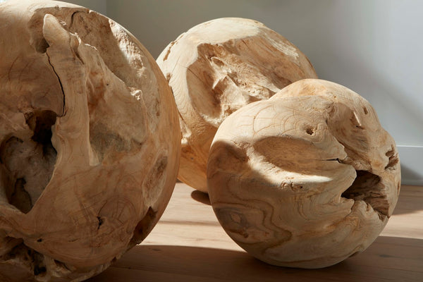 Phillips Collection Teak Wood Ball Sculpture - Organic Modern Art Piece for Home Décor, Unique Focal Point for Any Space Extra Large, Bleached ID115123