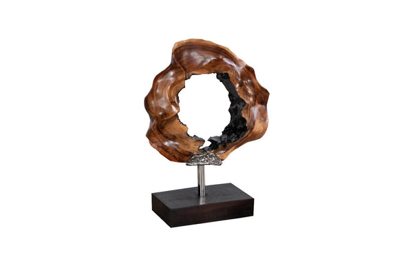 Phillips Collection Metallurgy Sculpture: Exquisite Handcrafted Suar Wood Art Piece For Elegant Home Décor Enhancement Brown,Silver Wood ,Suar Id115584