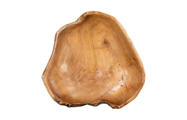 Phillips Collection Teak Wood Bowl - Handcrafted Rustic Charm From Reclaimed Wood, Eco-friendly Tabletop Essential Brown Wood Id115632