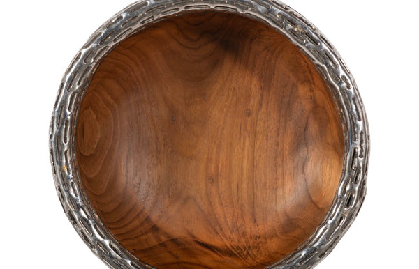 Phillips Collection Teak Wood Bowl Wall Art – Stunning Handcrafted Design For Unique Home Decor And Gallery Walls Brown,Silver Wood Id115646