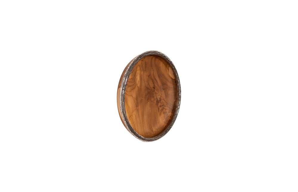 Phillips Collection Teak Wood Bowl Wall Art – Hand-Carved Elegance with Contemporary Metal Rim for Stunning Decor Metallurgy Edge, MD ID115648