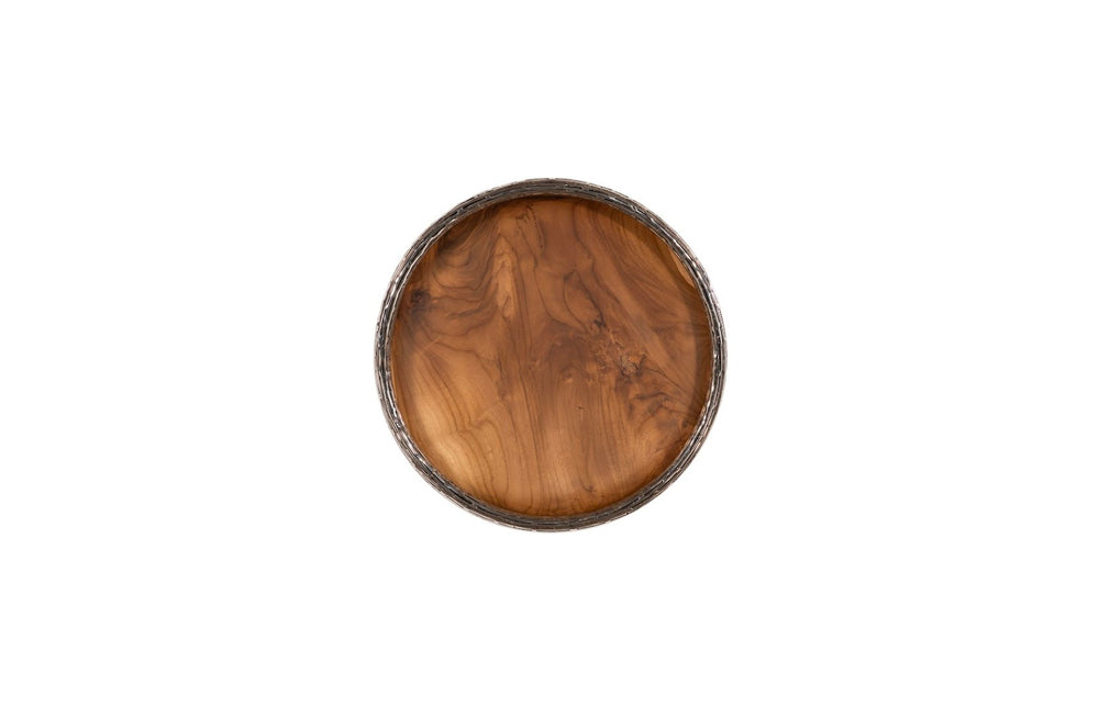 Phillips Collection Teak Wood Bowl Wall Art – Hand-Carved Elegance with Contemporary Metal Rim for Stunning Decor Metallurgy Edge, MD ID115648