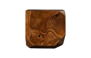 Phillips Collection Prism Side Table - Artisan Teak Accent Piece with Geometric Design for Modern Living Spaces Natural ID115913