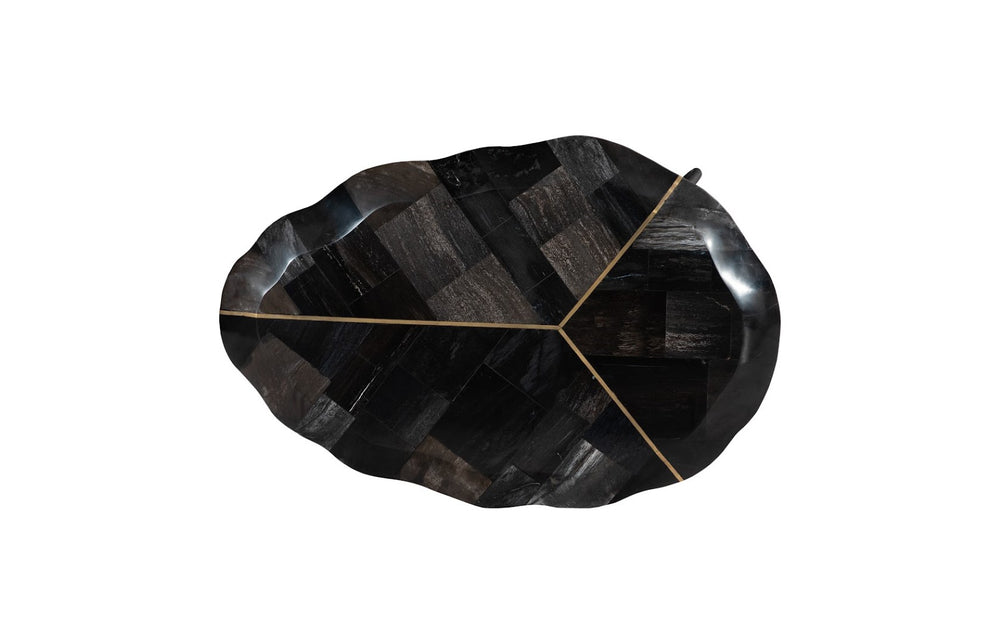Phillips Collection Mosaic Leaf Petrified Coffee Table - Small, Unique Wood Design With Glamorous Gold Inlay Accent Black,Gold Petrified Wood Id116040