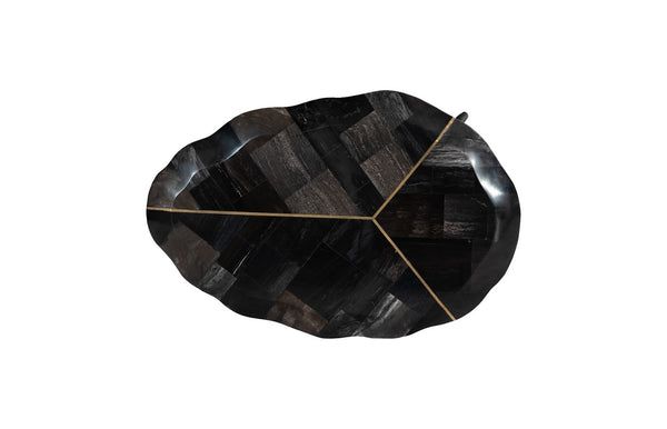 Phillips Collection Mosaic Leaf Petrified Coffee Table - Small, Unique Wood Design With Glamorous Gold Inlay Accent Black,Gold Petrified Wood Id116040