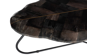 Phillips Collection Mosaic Leaf Petrified Wood Coffee Table With Gold Inlay - Unique Home Decor For Elegant Spaces Black,Gold Petrified Wood Id116041