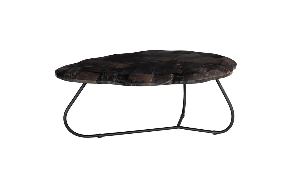 Phillips Collection Mosaic Leaf Petrified Wood Coffee Table With Gold Inlay - Unique Home Decor For Elegant Spaces Black,Gold Petrified Wood Id116041
