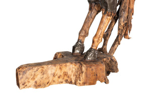 Phillips Collection Mustang Horse Armored Sculpture by Timbul Raharjo - Handcrafted Art Piece for Dramatic Spaces Rearing, Natural Bronze Finish ID116542