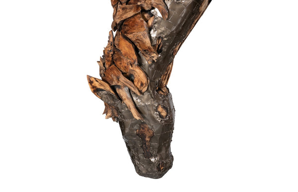 Phillips Collection Mustang Horse Armored Sculpture by Timbul Raharjo - Handcrafted Art Piece for Dramatic Spaces Grazing, Natural Bronze Finish ID116543