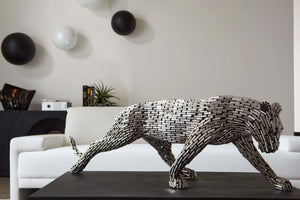 Phillips Collection Panther Pipe Sculpture by Timbul Raharjo – Modern Elegance in Polished Metal for Stunning Interiors Stainless Steel, Small ID116840