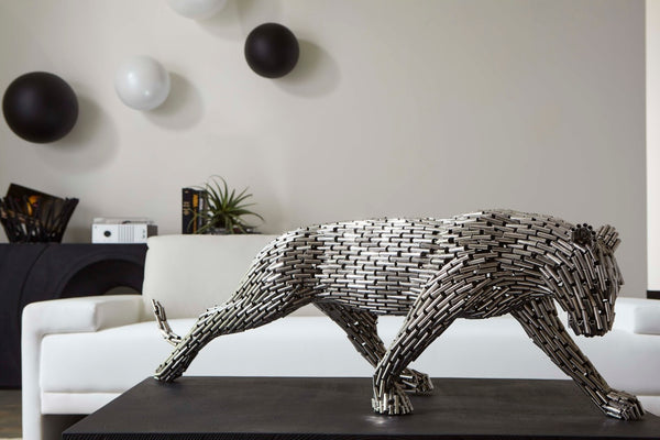 Phillips Collection Panther Pipe Sculpture by Timbul Raharjo – Modern Elegance in Polished Metal for Stunning Interiors Stainless Steel, Small ID116840