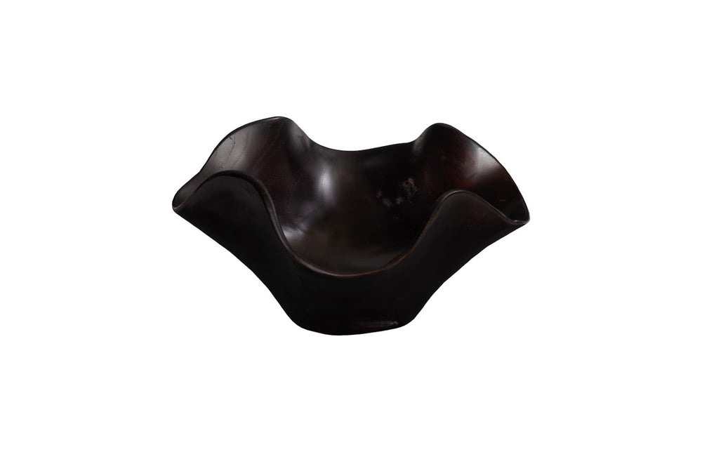 Phillips Collection Teak Wood Bowl, Striking Black Centerpiece with Live-Edge Design for Modern Tabletop Decor & Utility ID117505
