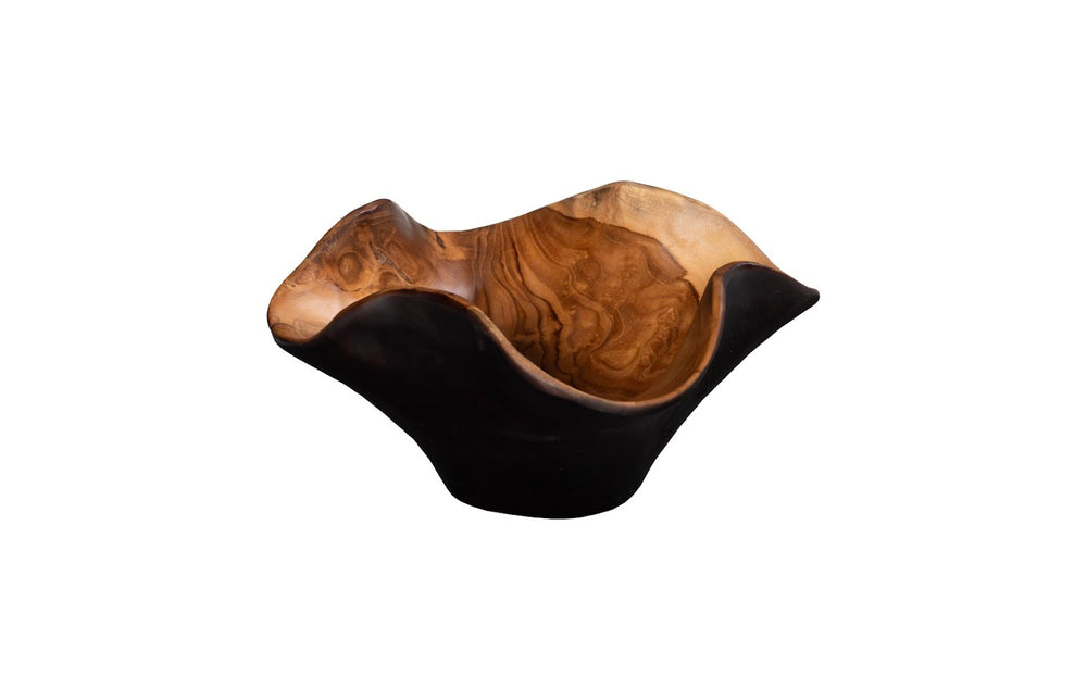 Phillips Collection Teak Wood Bowl – Handcrafted Reclaimed Elegance for Your Tabletop, Eco-Friendly Décor Accent Piece Natural & Black ID117506