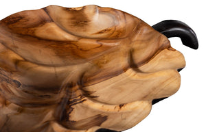 Phillips Collection Leaf Bowl, Exquisite Teak Wood Craftsmanship For Rustic Home Decor And Natural Elegance Brown,Black Wood ,Teak Id117516