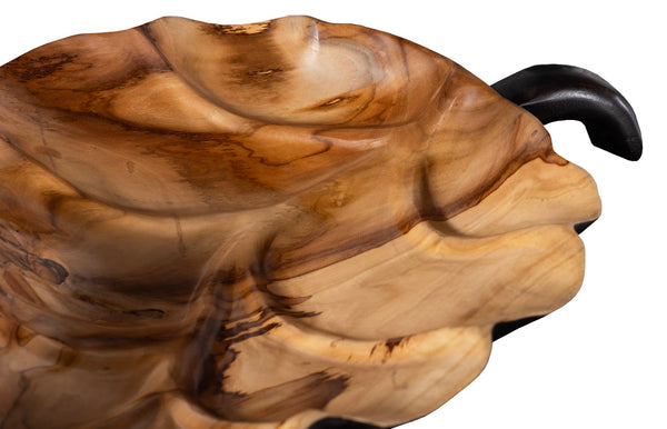 Phillips Collection Leaf Bowl, Exquisite Teak Wood Craftsmanship For Rustic Home Decor And Natural Elegance Brown,Black Wood ,Teak Id117516