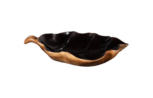 Phillips Collection Leaf Bowl, Exquisite Teak Wood Craftsmanship For Rustic Home Decor And Natural Elegance Brown,Black Wood ,Teak Id117518