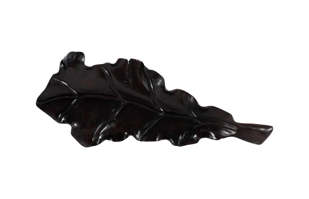 Phillips Collection Leaf Bowl, Handcrafted Teak Wood with Elegant Black Finish – Unique Centerpiece for Any Decor ID118430