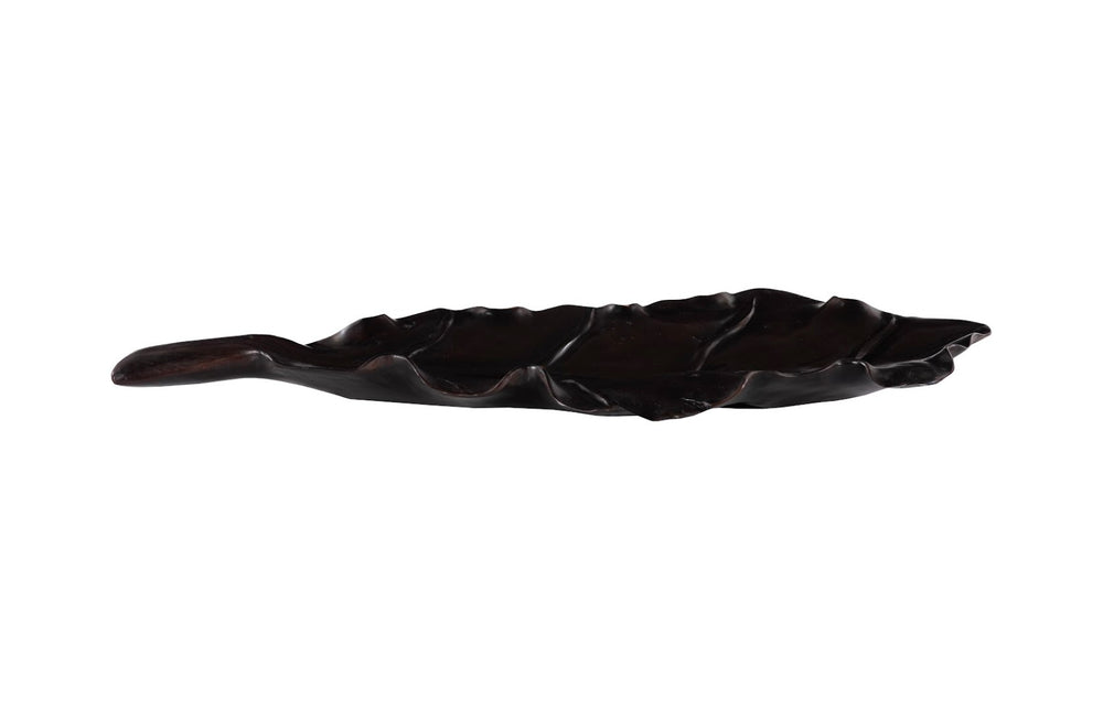 Phillips Collection Leaf Bowl, Handcrafted Teak Wood with Elegant Black Finish – Unique Centerpiece for Any Decor ID118430