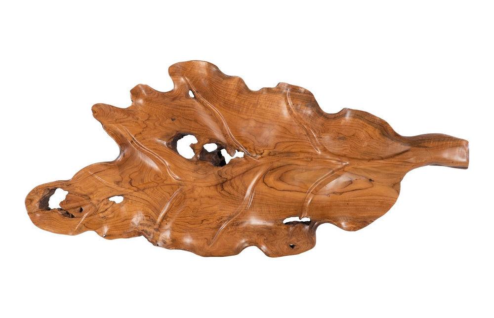 Phillips Collection Leaf Bowl - Handcrafted Teak Wood Centerpiece with Black & Natural Finish for Elegant Home Décor ID118431