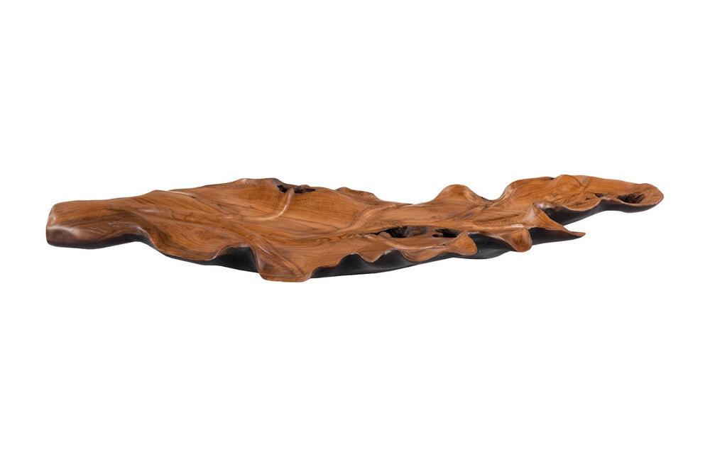 Phillips Collection Leaf Bowl - Handcrafted Teak Wood Centerpiece with Black & Natural Finish for Elegant Home Décor ID118431