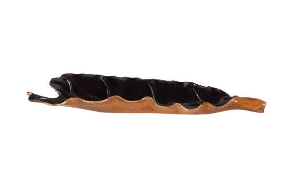 Phillips Collection Leaf Bowl, Exquisite Teak Wood Craftsmanship For Rustic Home Decor And Natural Elegance Black,Brown Wood ,Teak Id118432
