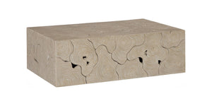 Phillips Collection Teak Slice Coffee Table - Handcrafted Reclaimed Wood with Modern Stainless Steel Base for Elegance Rectangle, Oat Finish ID119791