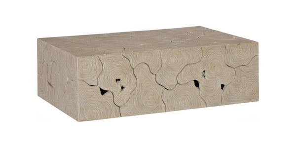Phillips Collection Teak Slice Coffee Table - Handcrafted Reclaimed Wood with Modern Stainless Steel Base for Elegance Rectangle, Oat Finish ID119791