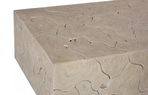 Phillips Collection Teak Slice Coffee Table - Handcrafted Reclaimed Wood with Modern Stainless Steel Base for Elegance Rectangle, Oat Finish ID119791
