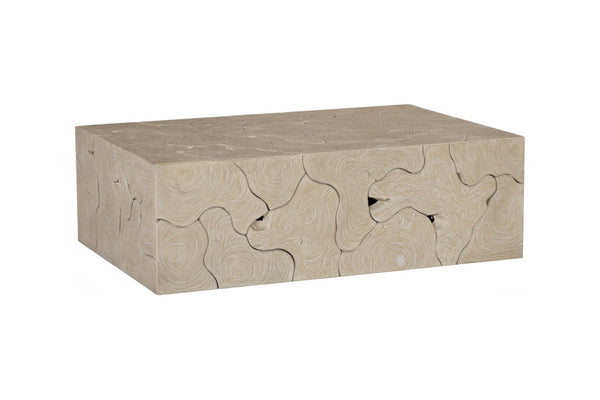 Phillips Collection Teak Slice Coffee Table - Handcrafted Reclaimed Wood with Modern Stainless Steel Base for Elegance Rectangle, Oat Finish ID119791